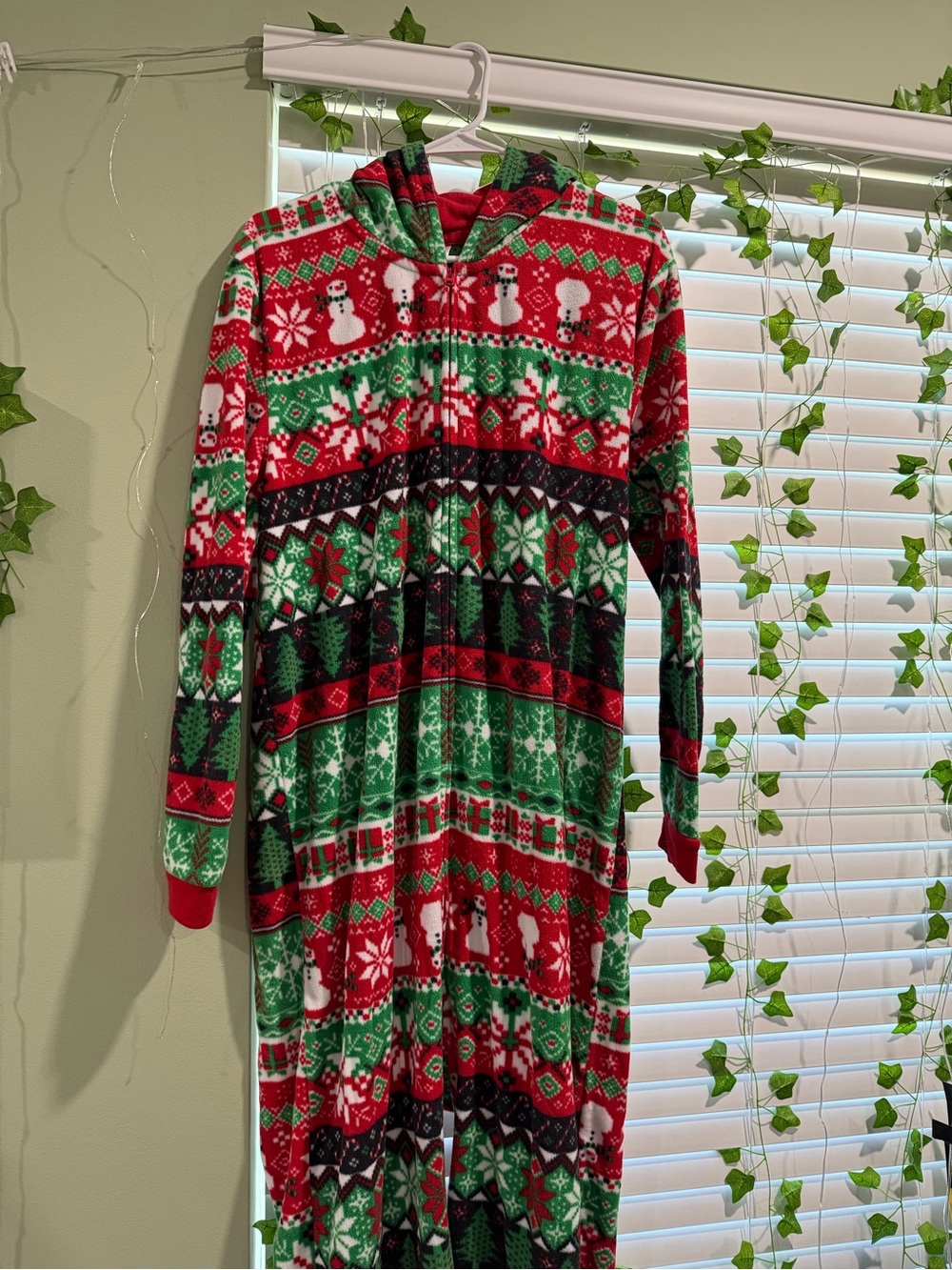 Festive Christmas Hooded Onesie - Snowman & Fair Isle Print